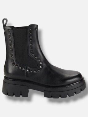 Ash Women's Black Genesis Leather Stud Chelsea Bootie Shoe Size EU:39/40 US:9/10